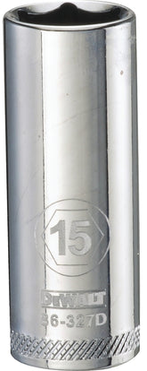 DeWALT DWMT86327OSP Drive Socket, 15 mm Socket, 3/8 in Drive, 6-Point, Vanadium Steel, Polished Chrome